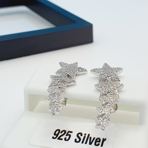 "925 Sterling Silver Cubic Zirconia Earrings, UU1P6A6113 - Picture 4 of 11